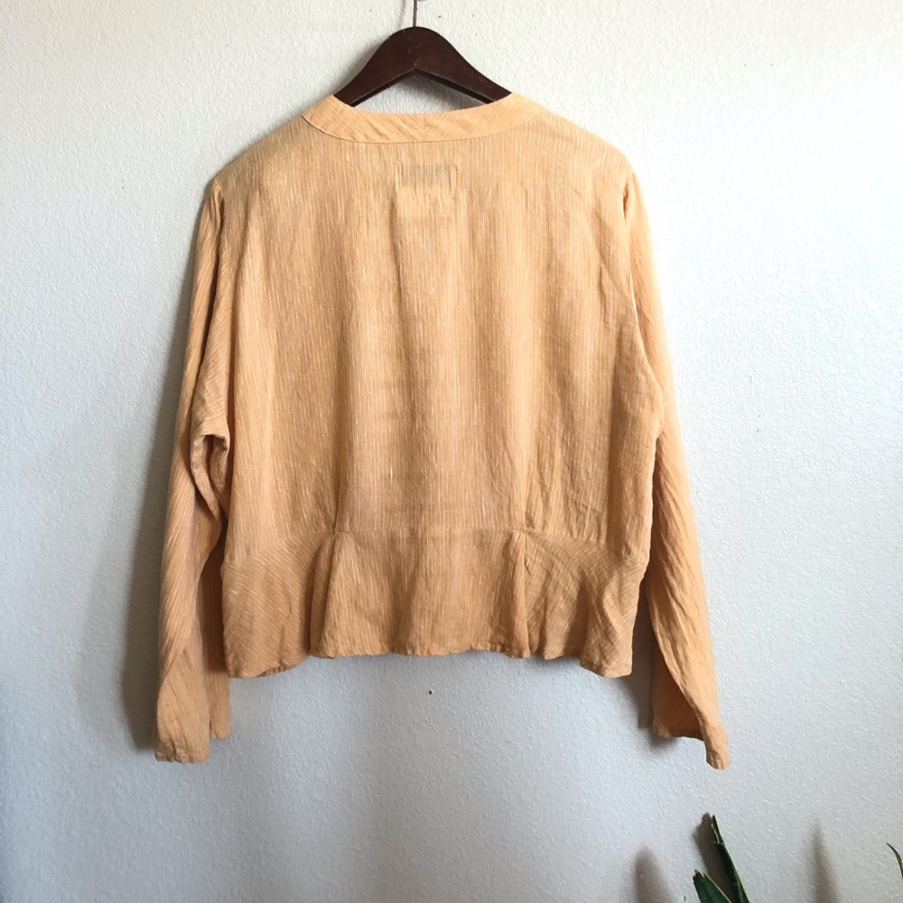 Flax II Crop Button Up Blouse Top - Picture 3 of 6